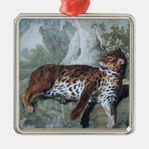 Ornamento De Metal Estudo de um Leopardo (por Jean-Baptiste Oudry)