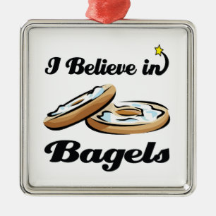 Ornamento De Metal eu acredito em bagels