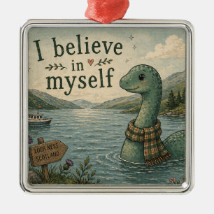 Ornamento De Metal Eu acredito em mim mesmo Monstro do Lago Ness capr
