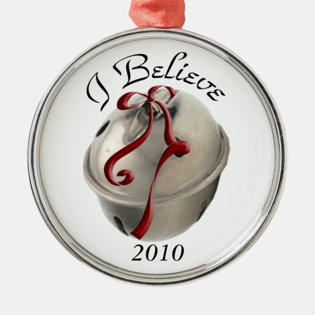 Ornamento De Metal Eu Acredito Que Reindeer Bell Ornament (Frente)