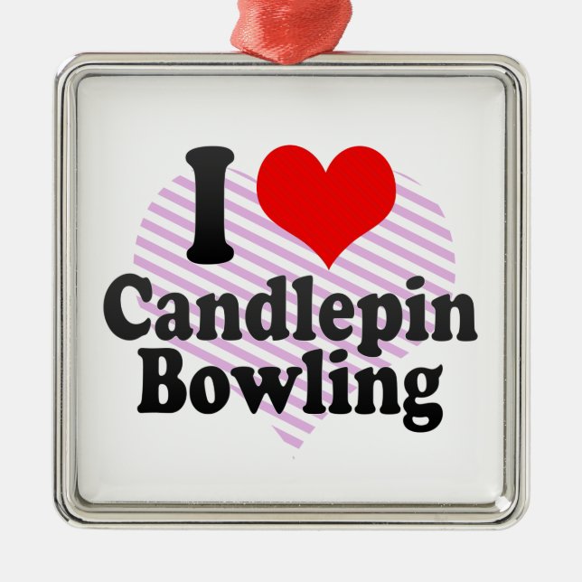Ornamento De Metal Eu amo a boliche de Candlepin (Frente)