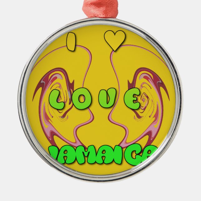 Ornamento De Metal Eu amo a Jamaica sempre (Frente)