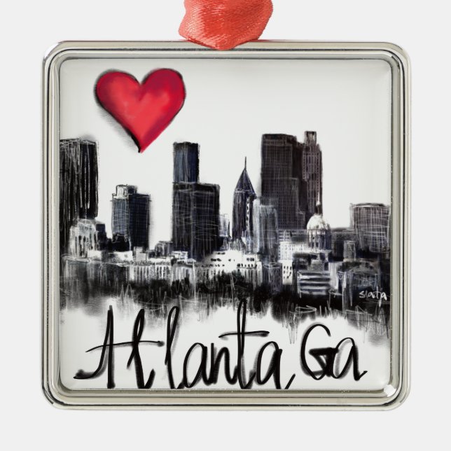 Ornamento De Metal Eu amo Atlanta (Frente)