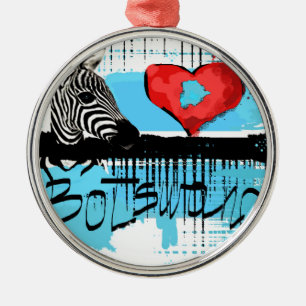 Ornamento De Metal Eu amo Botswana