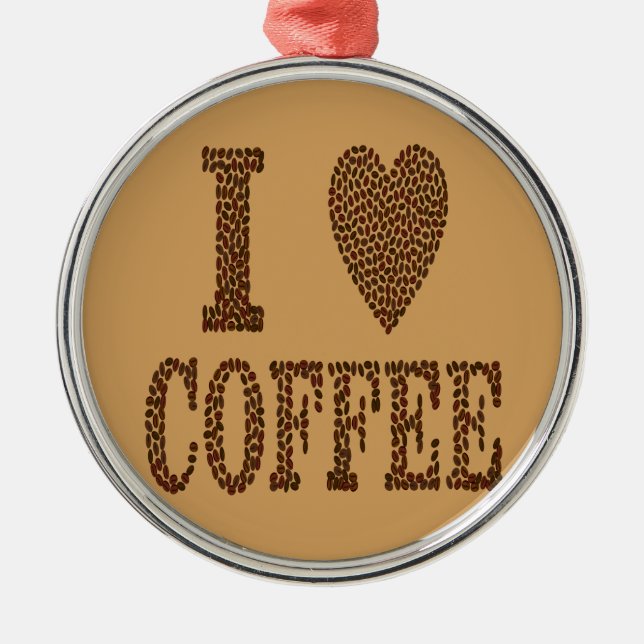 Ornamento De Metal Eu Amo Café (Frente)