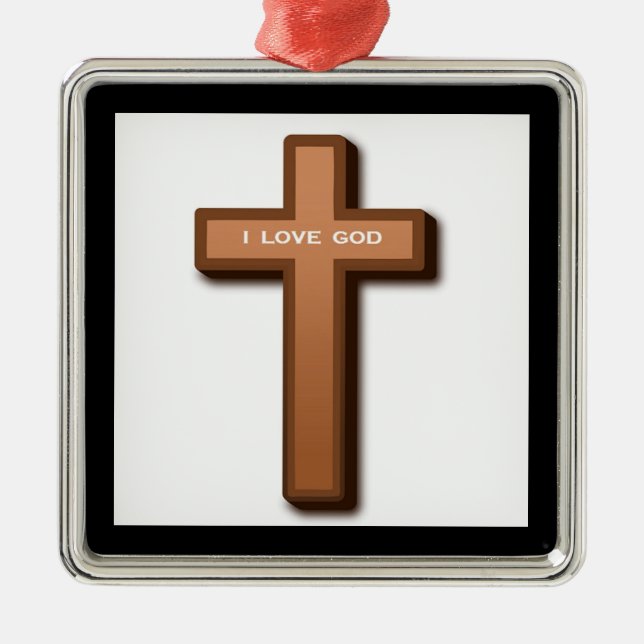 ORNAMENTO DE METAL "EU AMO DEUS" CRUZADO (Frente)