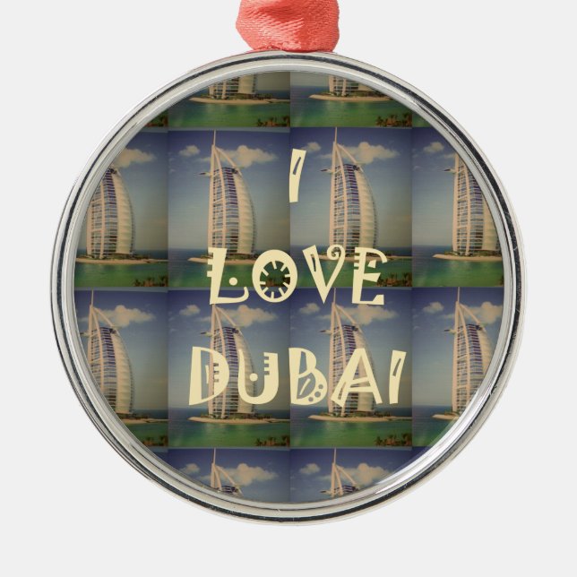 Ornamento De Metal Eu Amo Dubai (Frente)