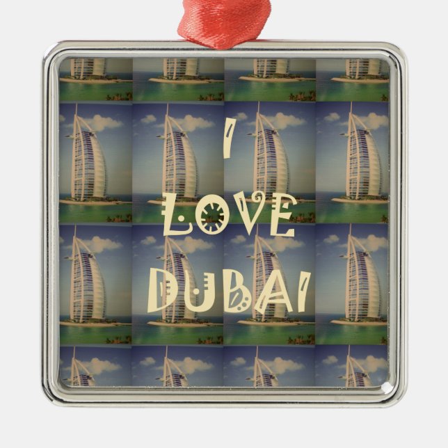 Ornamento De Metal Eu Amo Dubai (Frente)
