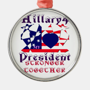Ornamento De Metal Eu amo Hillary Para Presidente dos EUA Somos Mais