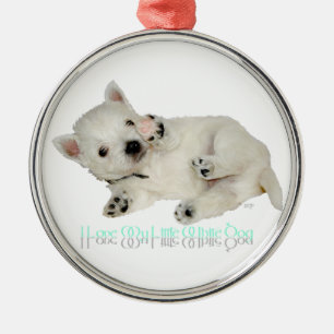 Ornamento De Metal Eu Amo Meu Cachorrinho Branco - Filhote Westie