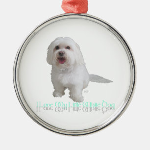 Ornamento De Metal Eu Amo Meu Cachorrinho Branco - Havanese