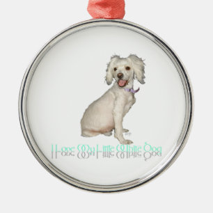 Ornamento De Metal Eu Amo Meu Cachorrinho Branco - Poodle / Bichon Mi