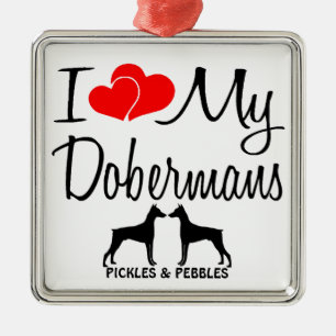 Ornamento De Metal Eu Amo Meu Cachorro Doberman