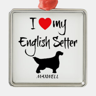 Ornamento De Metal Eu Amo Meu Cachorro Inglês