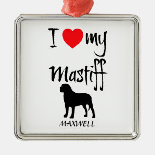 Ornamento De Metal Eu Amo Meu Cachorro Mastiff