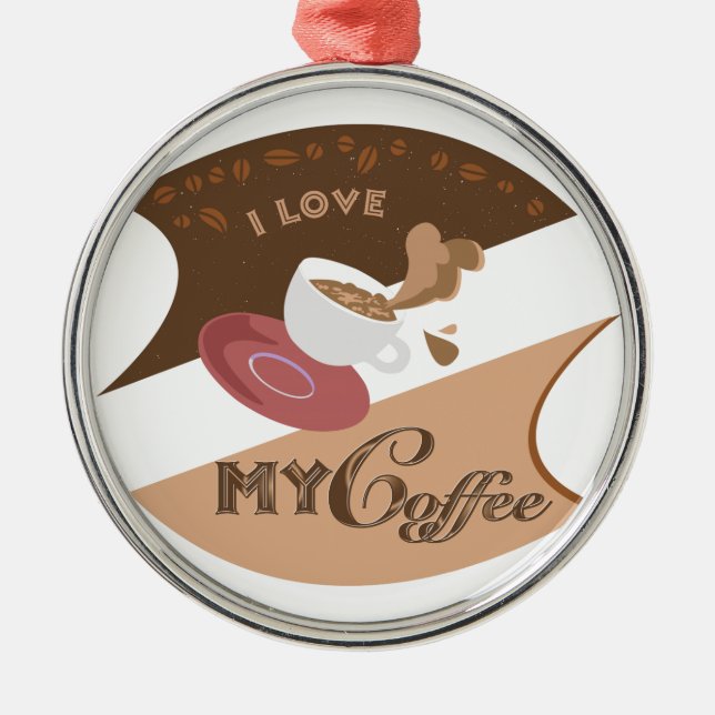 Ornamento De Metal Eu Amo Meu Café Retro Java (Frente)