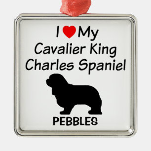 Ornamento De Metal Eu Amo Meu Cavalier Rei Charles Spaniel Cog