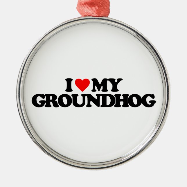ORNAMENTO DE METAL EU AMO MEU GROUNDHOG (Frente)