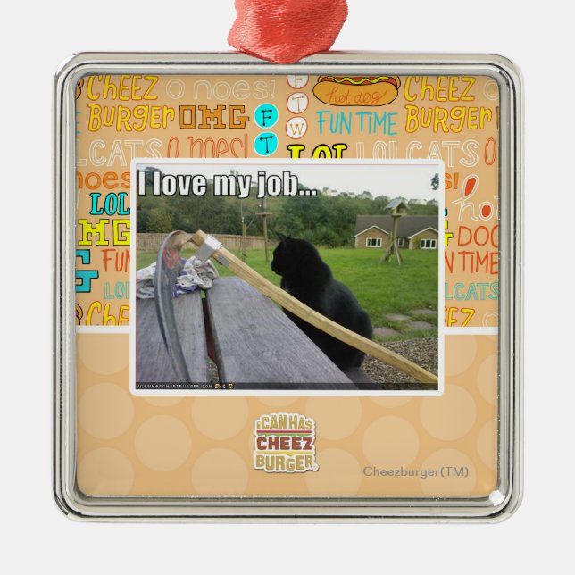 Ornamento De Metal Eu amo meu trabalho (Frente)