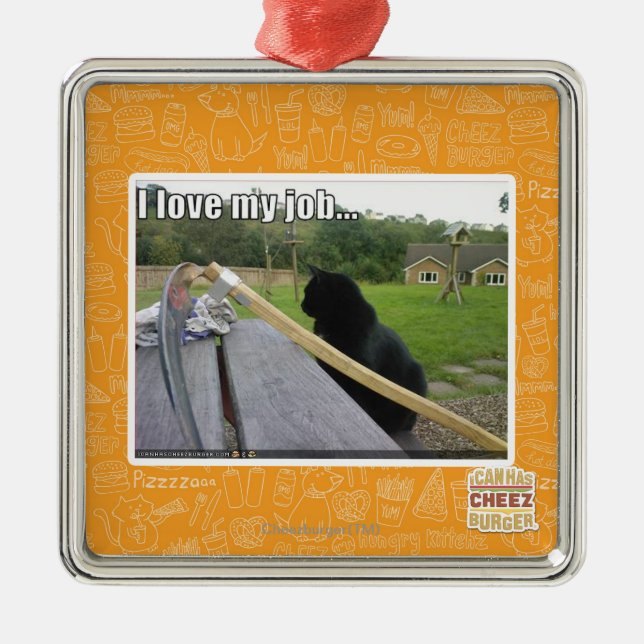 Ornamento De Metal Eu amo meu trabalho (Frente)