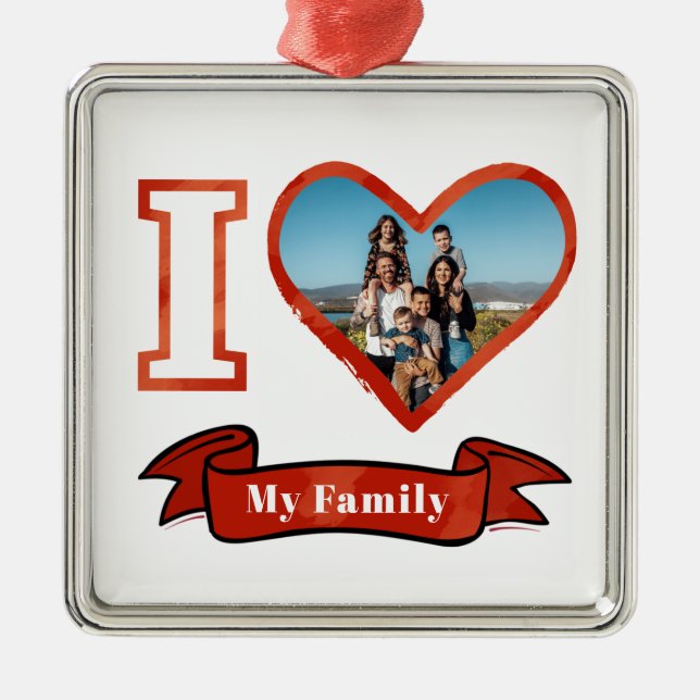 Ornamento De Metal Eu Amo Minha Família Personalizada Fotografia Keep (Frente)