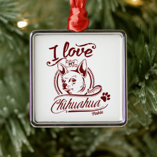 Ornamento De Metal Eu Amo O Meu Natal De Chihuahua