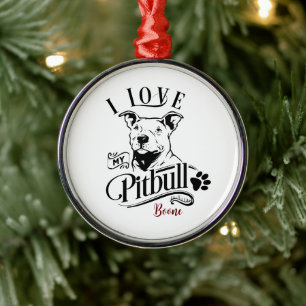 Ornamento De Metal Eu Amo O Meu Natal Pitbull