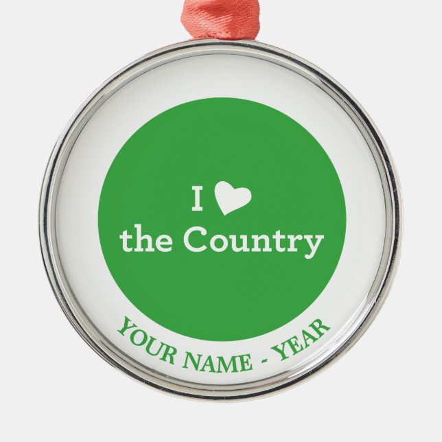 Ornamento De Metal Eu amo o país (Frente)