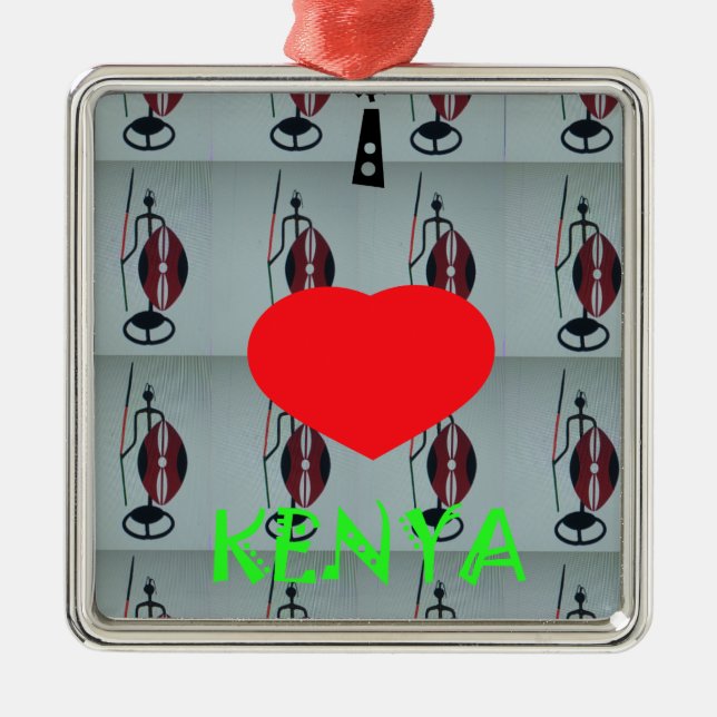 Ornamento De Metal Eu amo o Quênia (Frente)