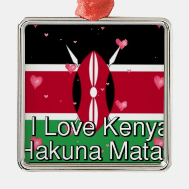 Ornamento De Metal Eu amo o Quênia e a Impressão de Arte "Hakuna Mata (Frente)