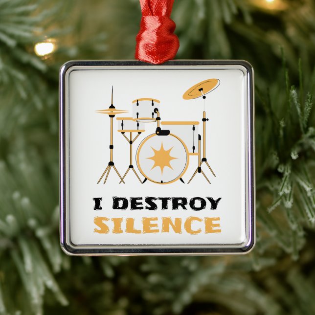 Ornamento De Metal Eu Destruo Silence Funny Drummer (Árvore)