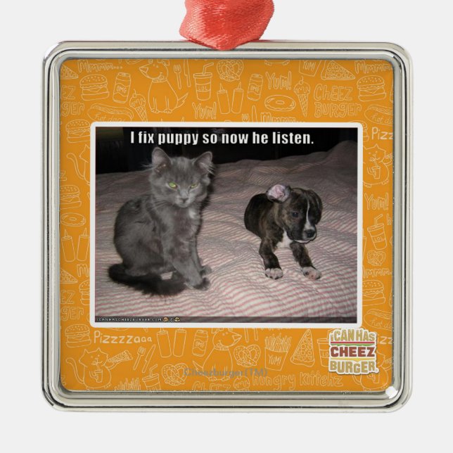 Ornamento De Metal Eu fixo o filhote de cachorro (Frente)