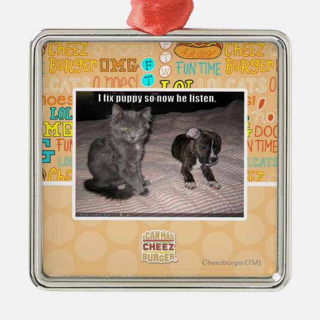 Ornamento De Metal Eu fixo o filhote de cachorro (Frente)