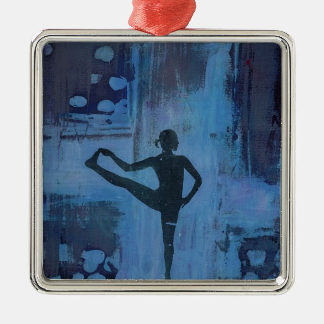 Ornamento De Metal Eu mantenho minha menina da ioga do equilíbrio (Frente)