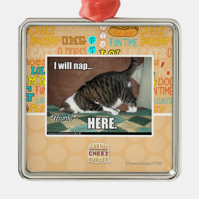 Ornamento De Metal Eu nap aqui (Frente)