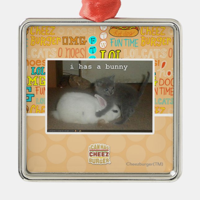 Ornamento De Metal Eu tenho um coelho (Frente)