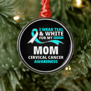 Ornamento De Metal Eu Uso Verde Azul e Branco Minha Mãe Câncer Cervic