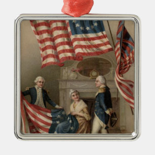 Ornamento De Metal EUA Flag Betsy Ross George Washington