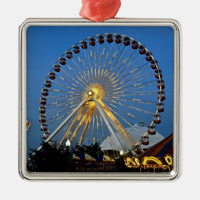 Ornamento De Metal EUA, Illinois, Chicago, Cityscapes, Lighted (Frente)