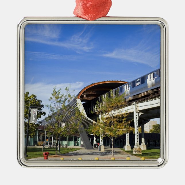 Ornamento De Metal EUA, Illinois, Chicago, trem que passa Illinois (Frente)