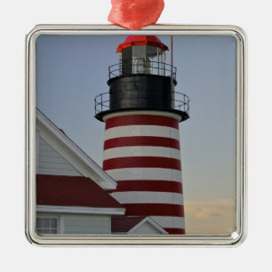 Ornamento De Metal EUA, Maine, Lubec. Farol West Quoddy Head,