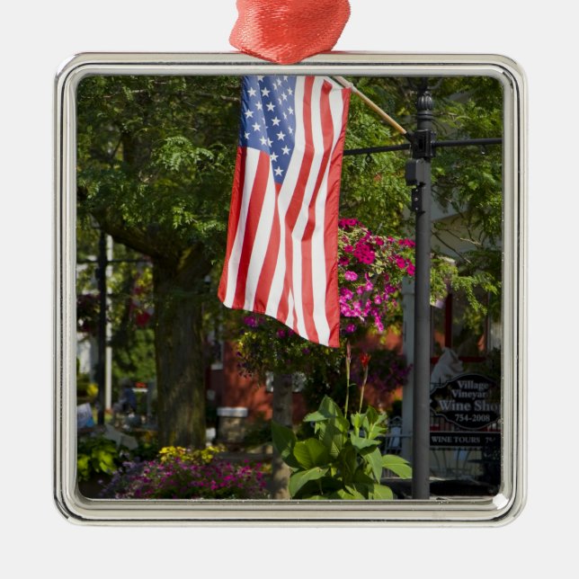 Ornamento De Metal EUA, New York, Lewiston. Bandeira americana unida (Frente)
