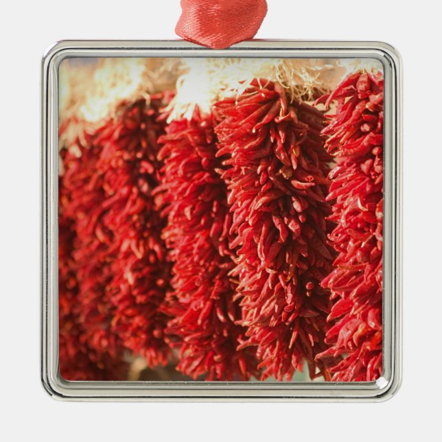 Ornamento De Metal EUA, Novo México, Papais noeis Fe: Centros Fe, 3 (Frente)