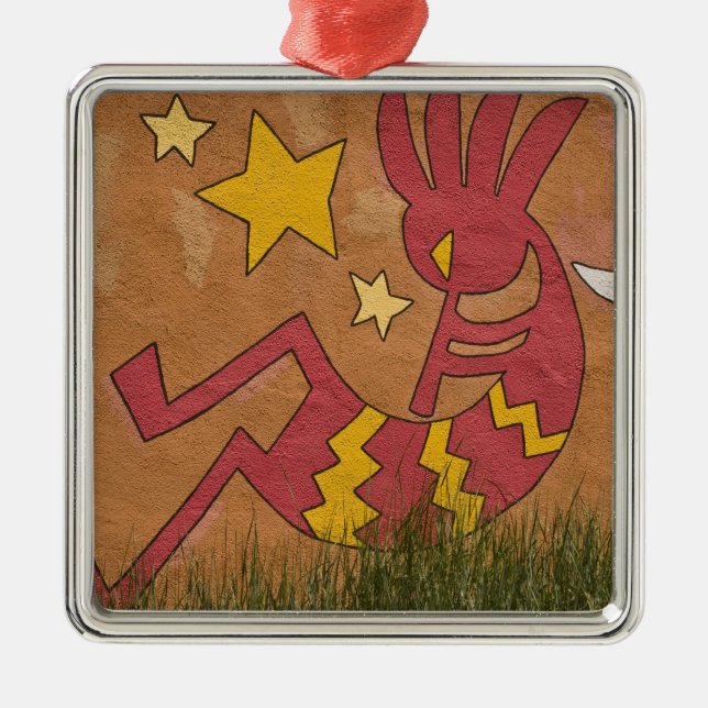 Ornamento De Metal EUA, Novo México, Papais noeis Fe. Mural de parede (Frente)