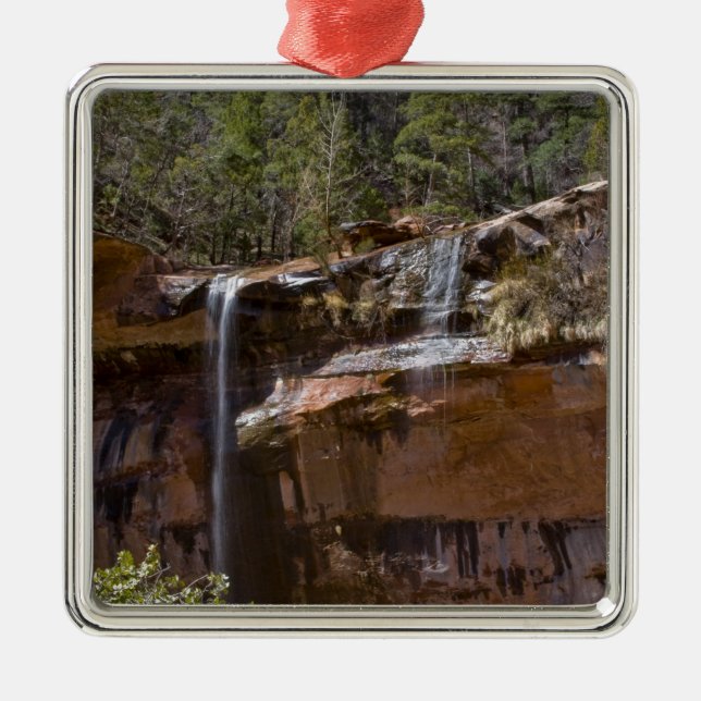 Ornamento De Metal EUA, Utah, Zion National Park, Water Falls at (Frente)