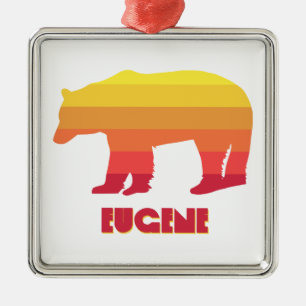 Ornamento De Metal Eugene Oregon Rainbow Bear