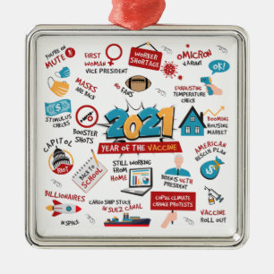 Ornamento De Metal Eventos do Ano da Vacina de 2021 Árvore de Natal d