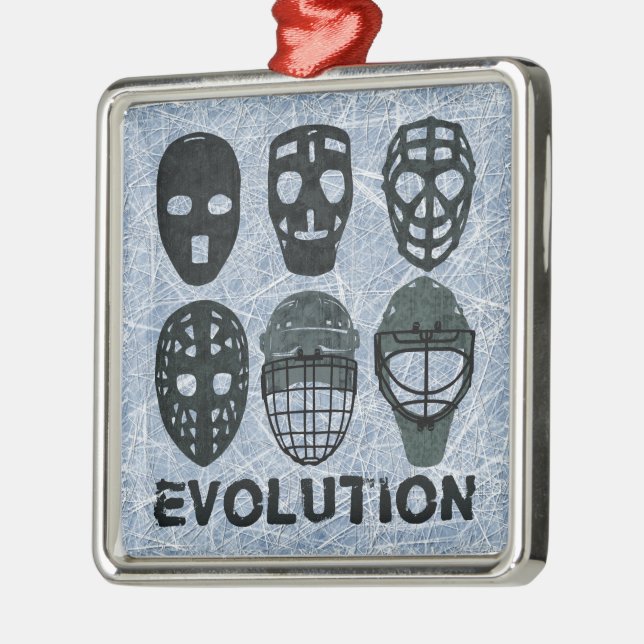 Ornamento De Metal Evolução de Máscara de Hockey Goalie (Esquerda)