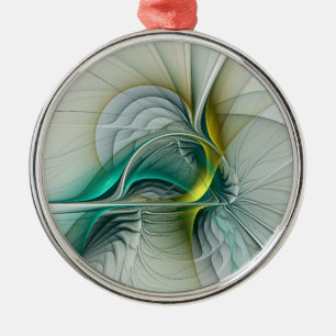 Ornamento De Metal Evolução Fractal, Turquesa Ouro