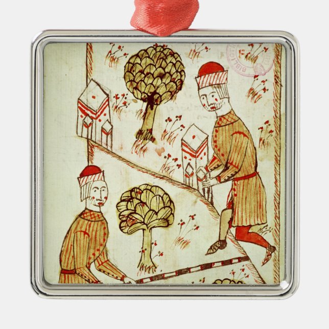 Ornamento De Metal Exame e delimitação da terra (Frente)